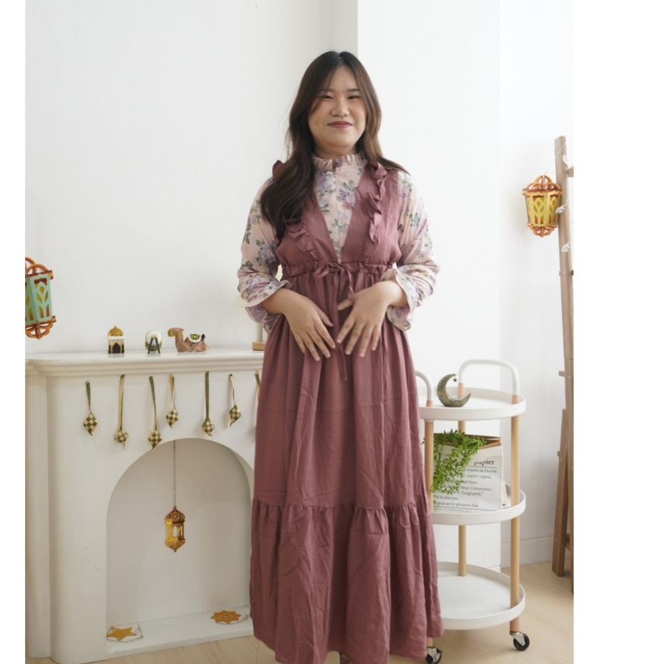 The.Epilog | Dress Gamis Wanita Polo Linen Kombinasi Gucci Cey Jasmine | Gamis Wanita | Gamis Motif 
