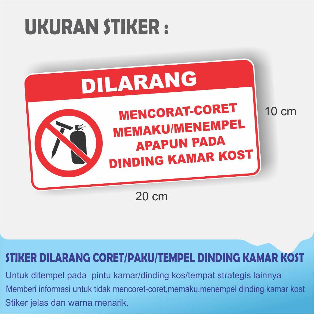

STIKER DILARANG CORET MENEMPEL MEMAKU DINDING KOST 20 X 10 CM