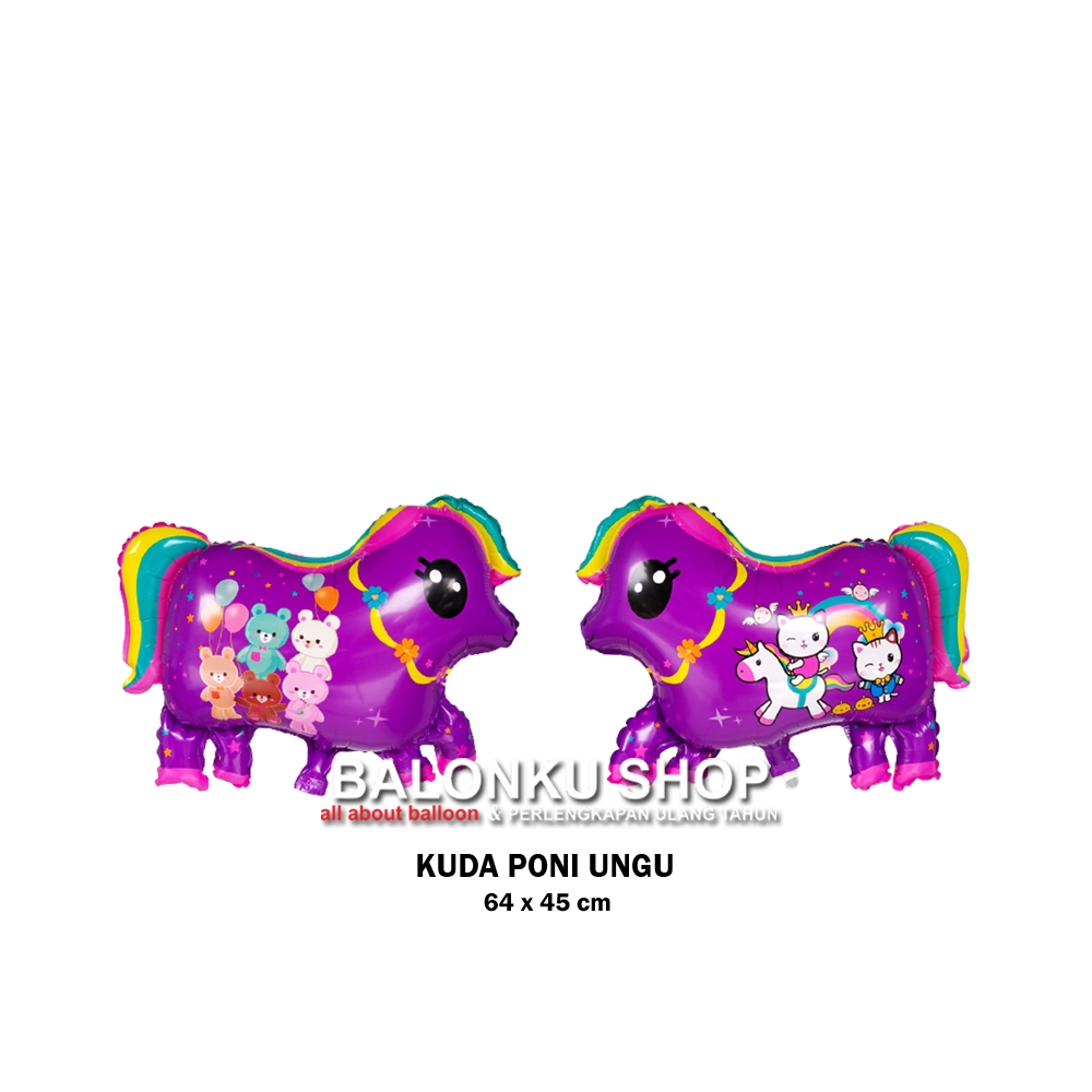 Balon Foil Kuda Pony Ungu / Balon Kuda Pony / Balon Little Pony