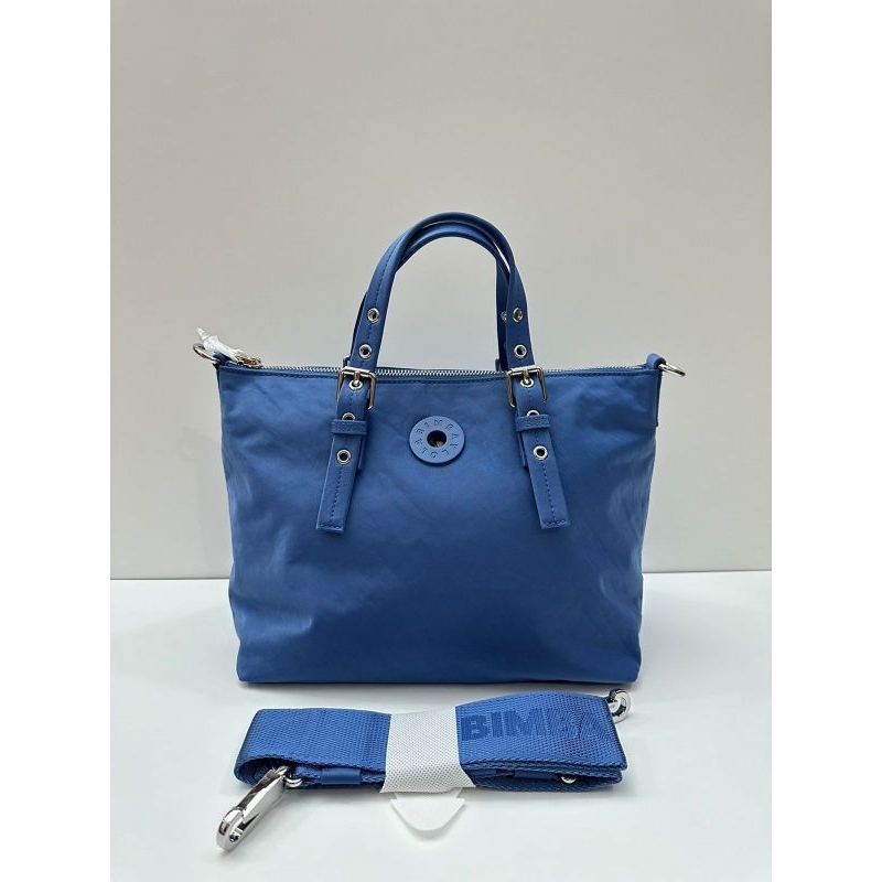 byl bimba Nylon shopper tote bag Blue strap emboss