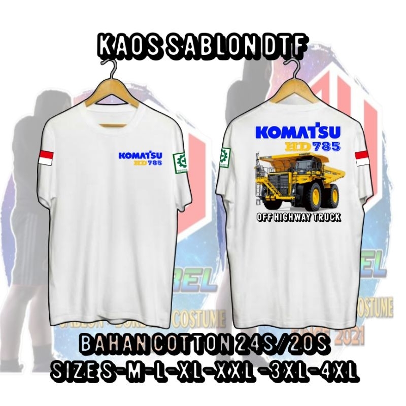 kaos Komatsu HD 785/kaos lengan pendek putih/kaos sablon DTF pria wanita