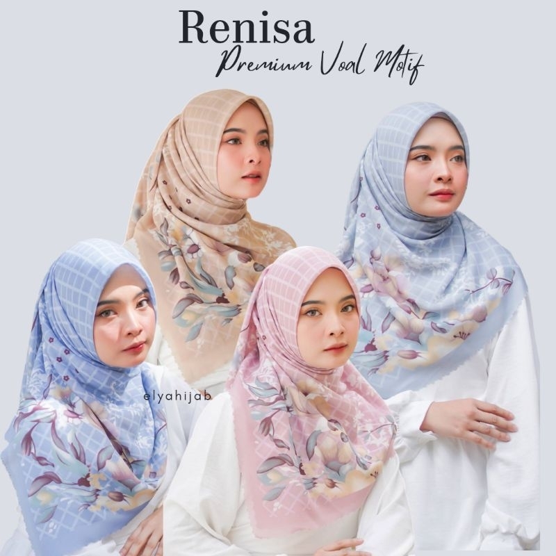 NEW Hijab Segiempat Voal Motif uk 120x120 | Renisa Voal Square jumbo Lasercut | Voal Motif Square