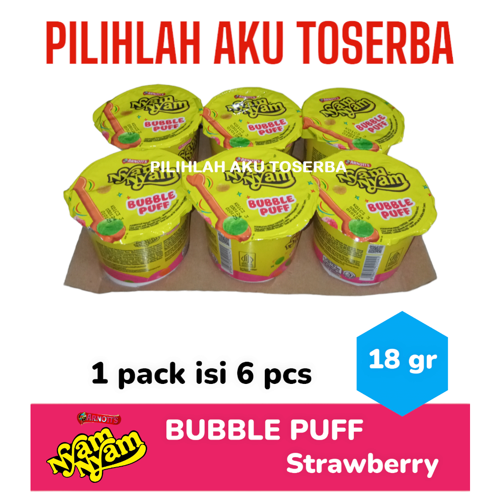 

Arnott's Nyam Nyam Bubble Puff STRAWBERRY 18 gram - ( HARGA 6 PCS )