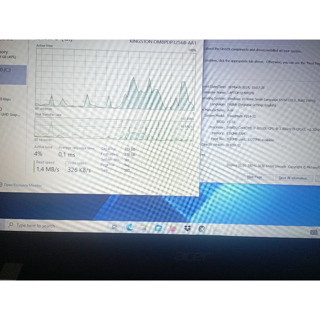 Laptop Bekas Acer TravelMate P214-52G Core i7-10510U