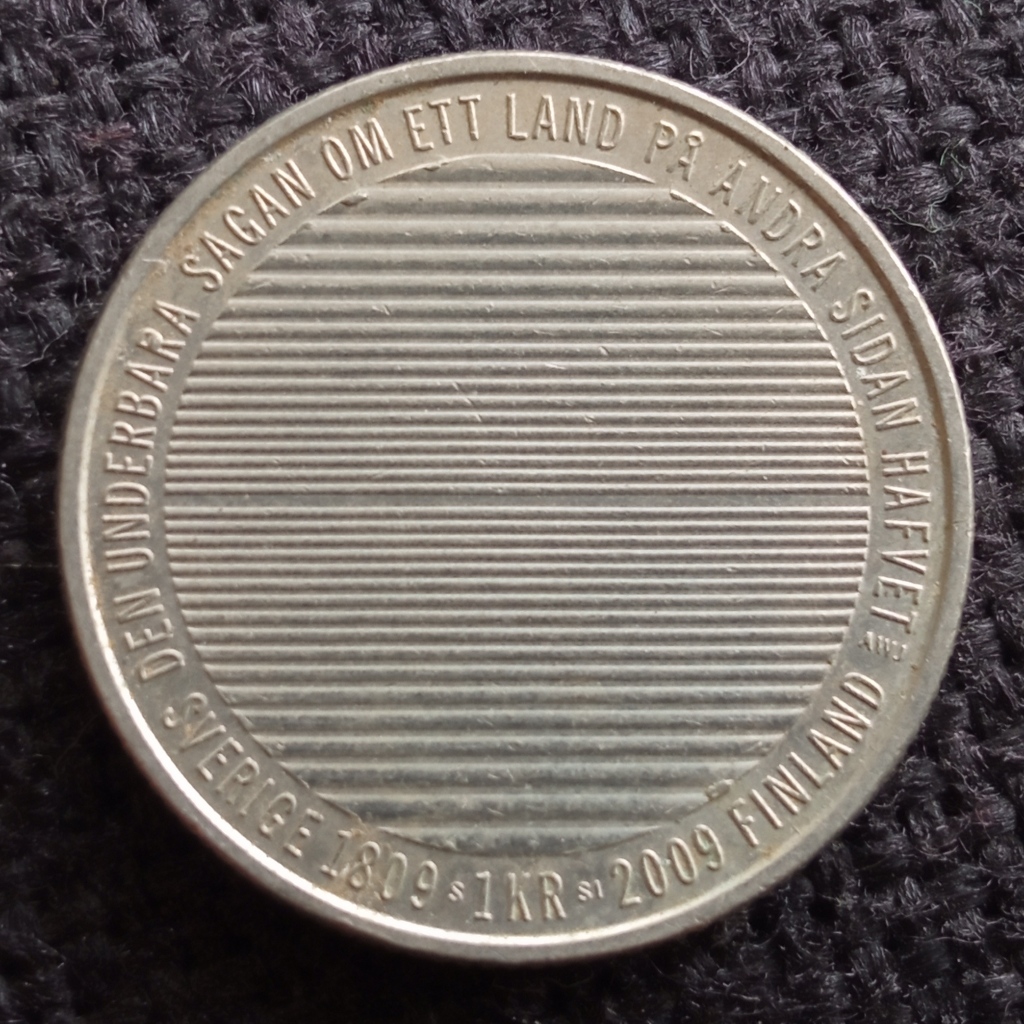 Koin Kuno Swedia 1 Krona tahun 2009 Commemorative separation from finland