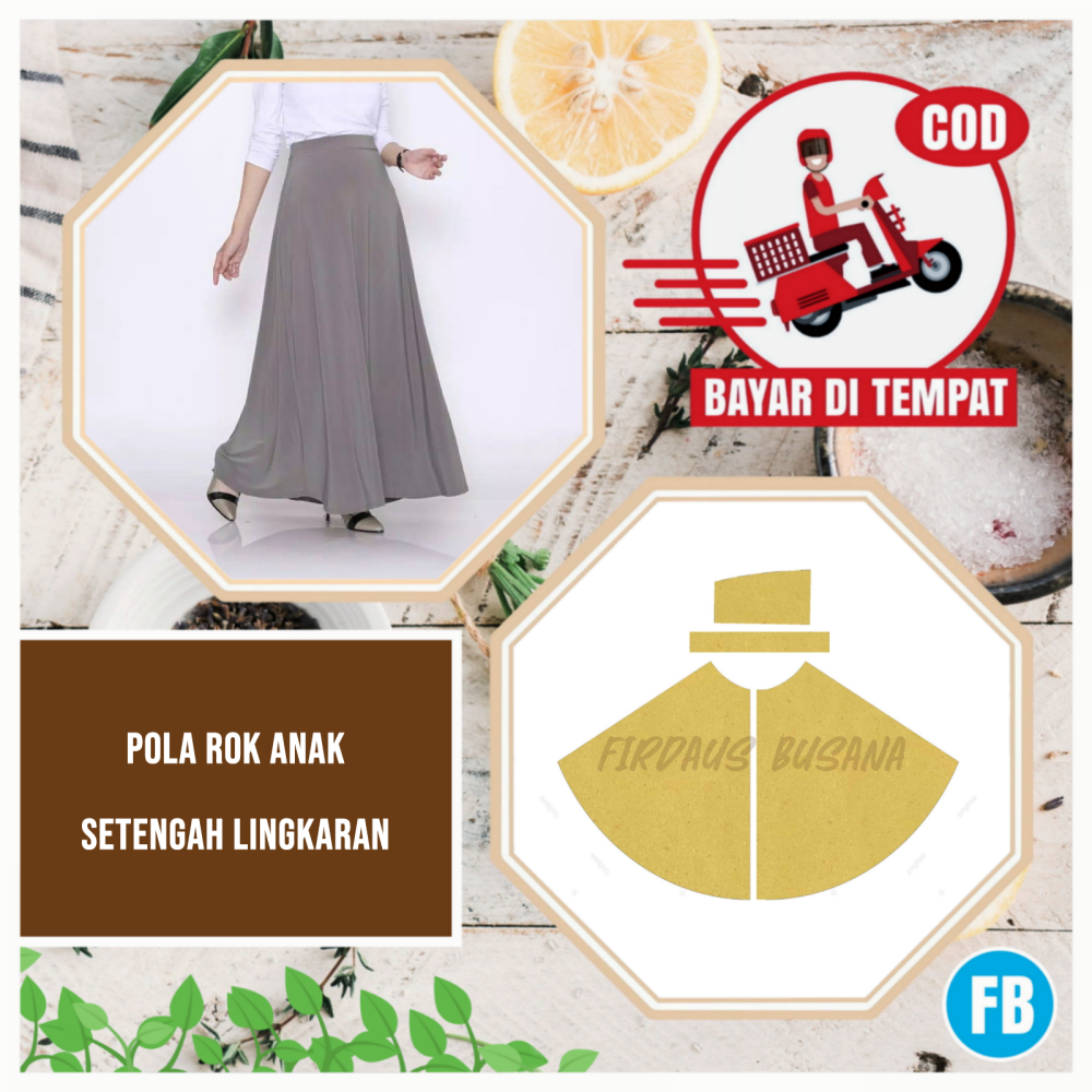【COD】Pola Rok Anak Setengah Lingkaran | Pola Instan Rok | Pola Jiplak Rok | Pola Jahitan Lengkap Fir