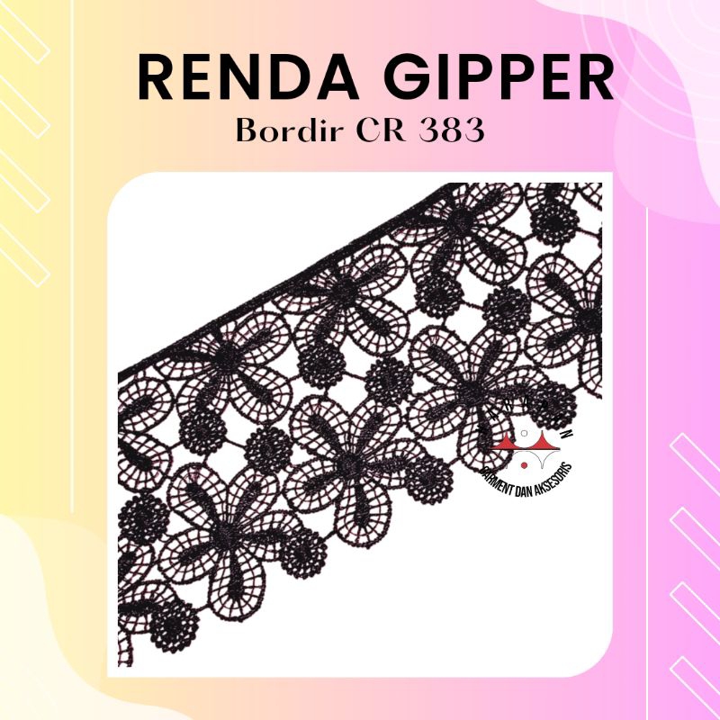 Renda Gipper RC 383 ROL Renda Bordir Zipper Mukena Baju