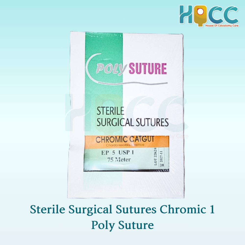 STERILE SURGICAL SUTURE CATGUT CHROMIC 1 EP 5 - POLYSUTURE 75M