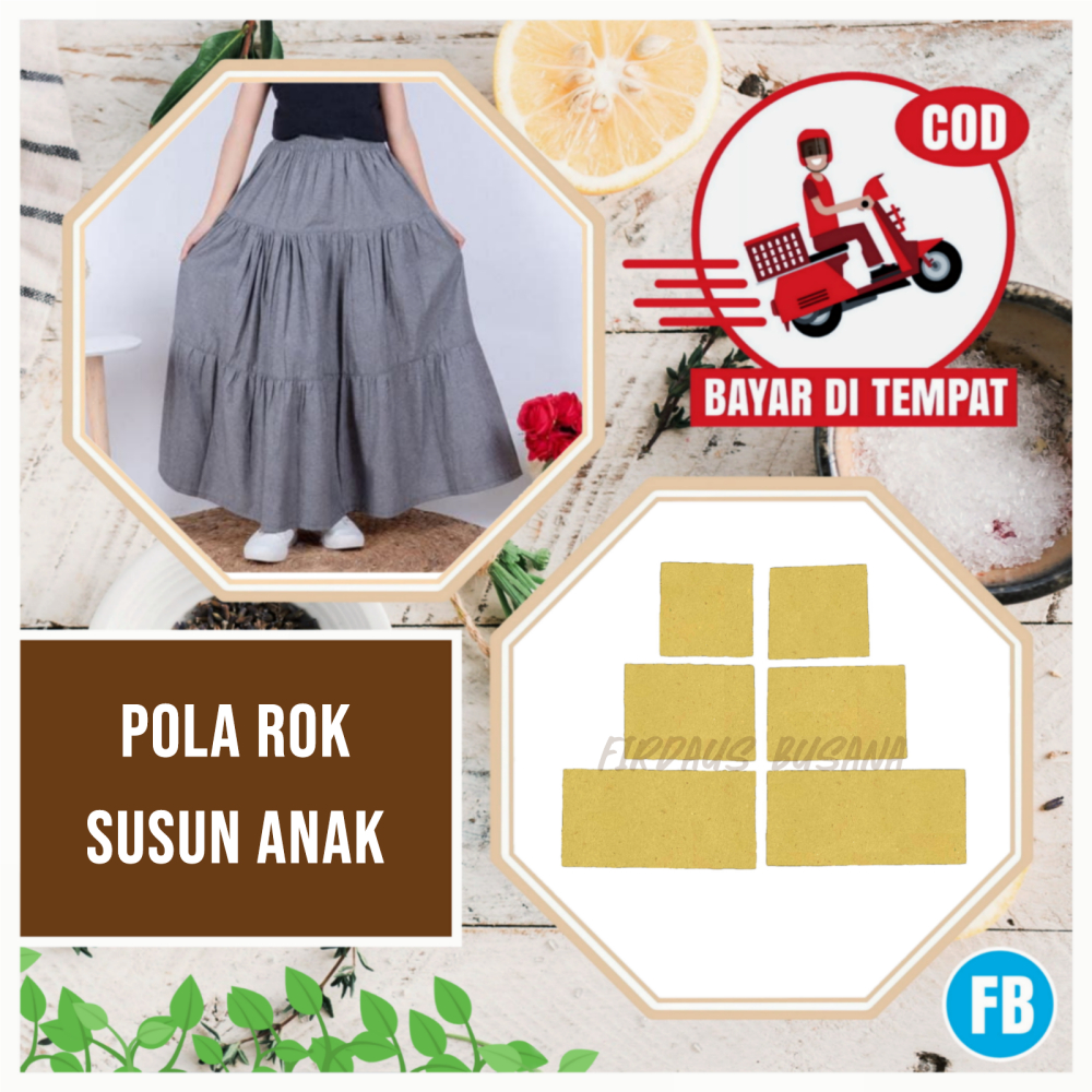 【COD】Pola Rok Susun Anak | Pola Instan Rok | Pola Jiplak Rok | Pola Jahitan Lengkap Firdaus Busana