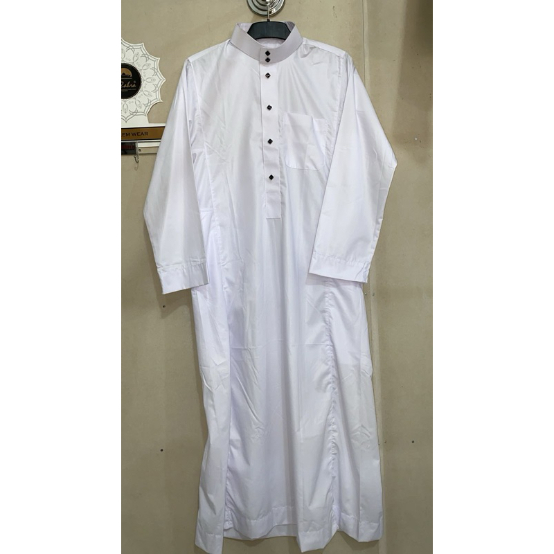 Gamis Putih Pria Dewasa - Allebas lengan panjang