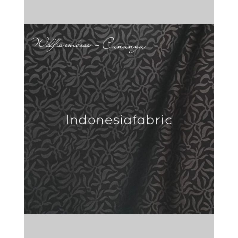 0.5 meter Kain abaya niqab wolfis Jetblack emboss woolpeach Jetblack embos motif Cananga