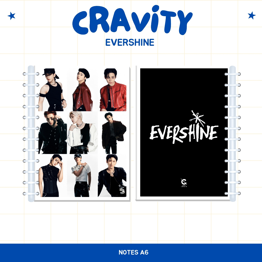 

A6 NOTES CRAVITY EVERSHINE (ISI 40 HVS + COVER LAMINASI 2 SISI) BUKU NOTE NOTEBOOK TANDA TANGAN TTD KPOP IDOL KOREA PREMIUM MURAH UNOFFICIAL SERIM ALLEN JUNGMO WOOBIN WONJIN MINHEE HYEONGJUN TAEYOUNG SEONGMIN READY STOCK !