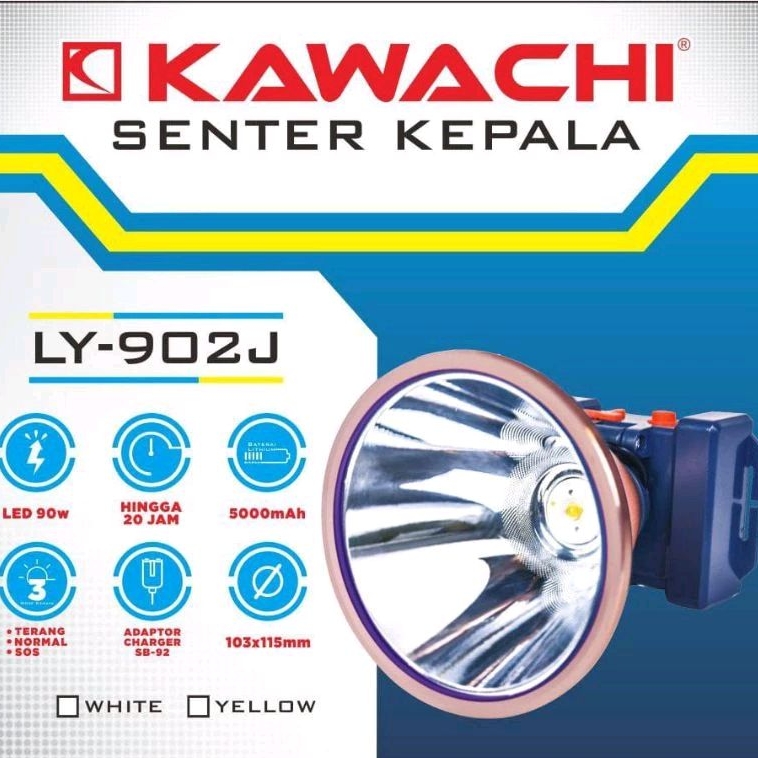 Senter Kepala Kawachi 90W LY-902J Tahan 20jam Baterai 5000mAH