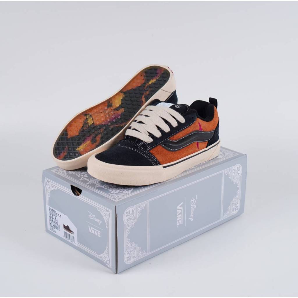 SEPATU VANS KNU DISNEY BLACK ORENGA ORIGINAL BNIB FULL TAG BARCODE BAHAN LEATHER KULIT SUEDE SIZE: 3