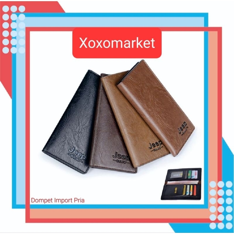 Dompet Panjang Kulit Pria Lipat Tipis Import / Dompet Kulit Pria Beau Jeep Buluo