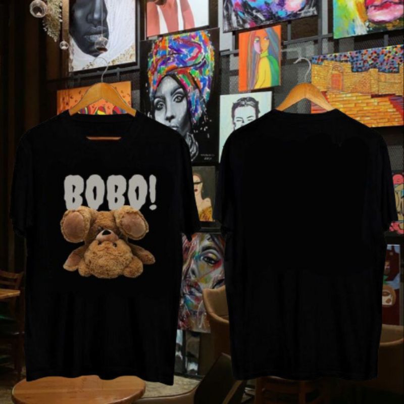Baju Kaos Distro Tshirt Pakaian Pria Wanita Terbaru HITAM BONEKA HITAM BOBONYA KEBALIK,YG LAGI HITS 