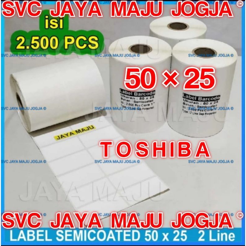 

[ TOSHIBA ] 50 X 25 - 2 LINE SEMICOATED - FACE IN - ISI 2.500 PCS || CORE 1" || LABEL BARCODE THERMAL TRANSFER PAKAI RIBBON - ACCESSORIES BUTIK DISTRO FASHION SPAREPART MOTOR MOBIL || 50X25 - B-EV4T GS TS B-EV 4T BEV4T BEV 4T B EV4T