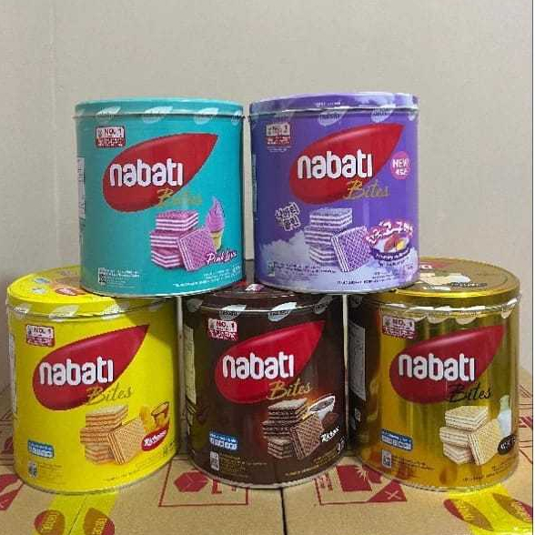 

NABATI WAFER KEMASAN KALENG KEJU, COKLAT aneka kue kering toples biskuit