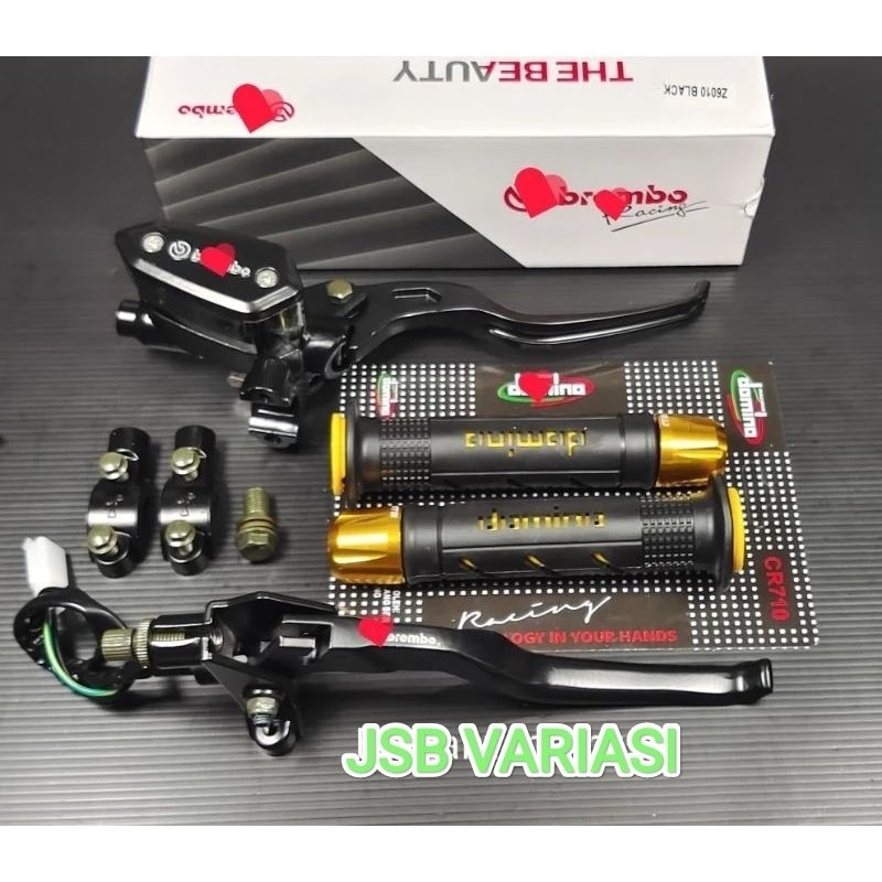 Master rem tabung tipe oval + handgrip dominool + jalu stang cnc semua type motor bisa pakai bosku -