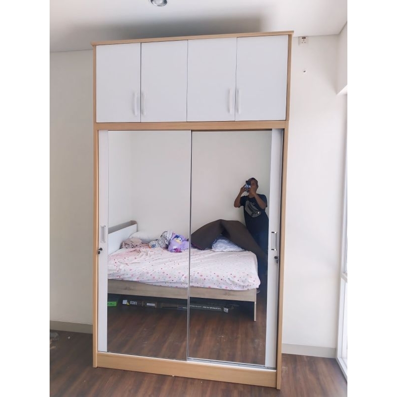 lemari pakaian pintu sliding kabinet | lemari sliding ful cermin | lemari baju | lemari 2 pintu slid