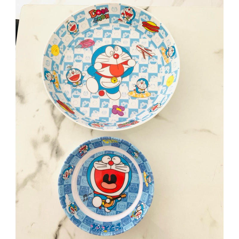 paket 2in1 piring set melamin karakter doraemon