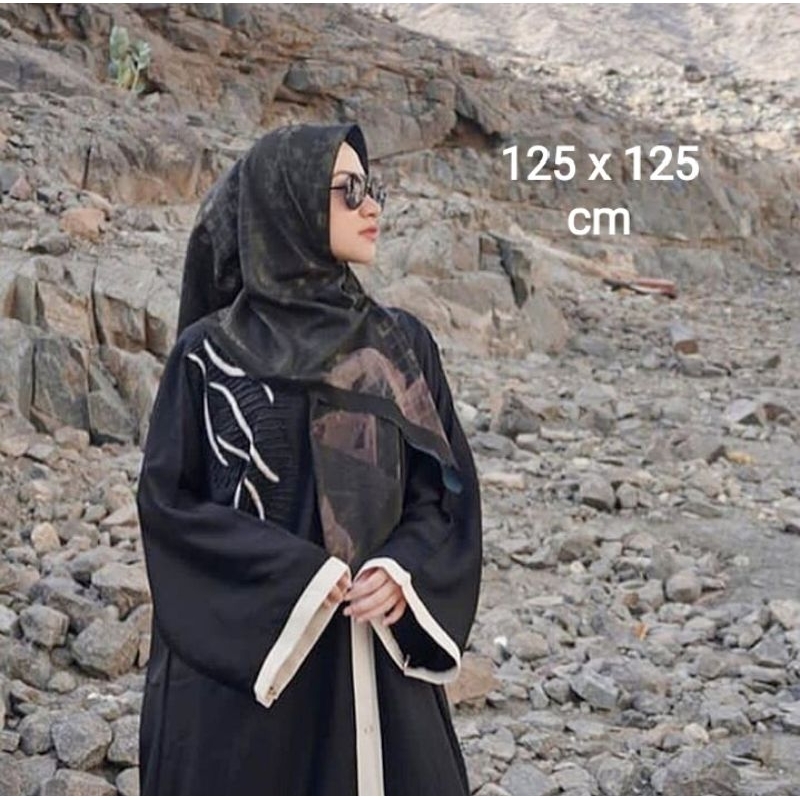 SALE HIJAB / SYARI LICARAA HITAM / COD / KERUDUNG VOAL MOTIF / SEGI EMPAT VOAL / JILBAB TERBARU / LA