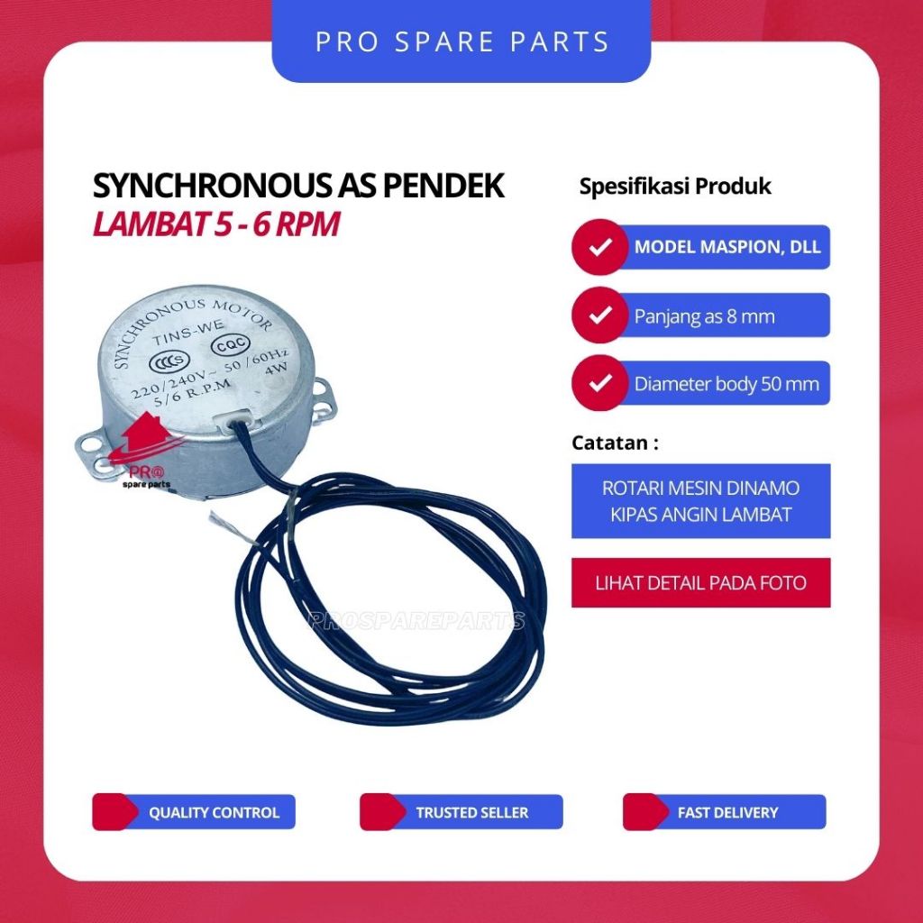 Sinkronus / Rotary Kipas Angin MASPION As PENDEK - Sparepart Kipas Angin Maspion Putaran Lambat