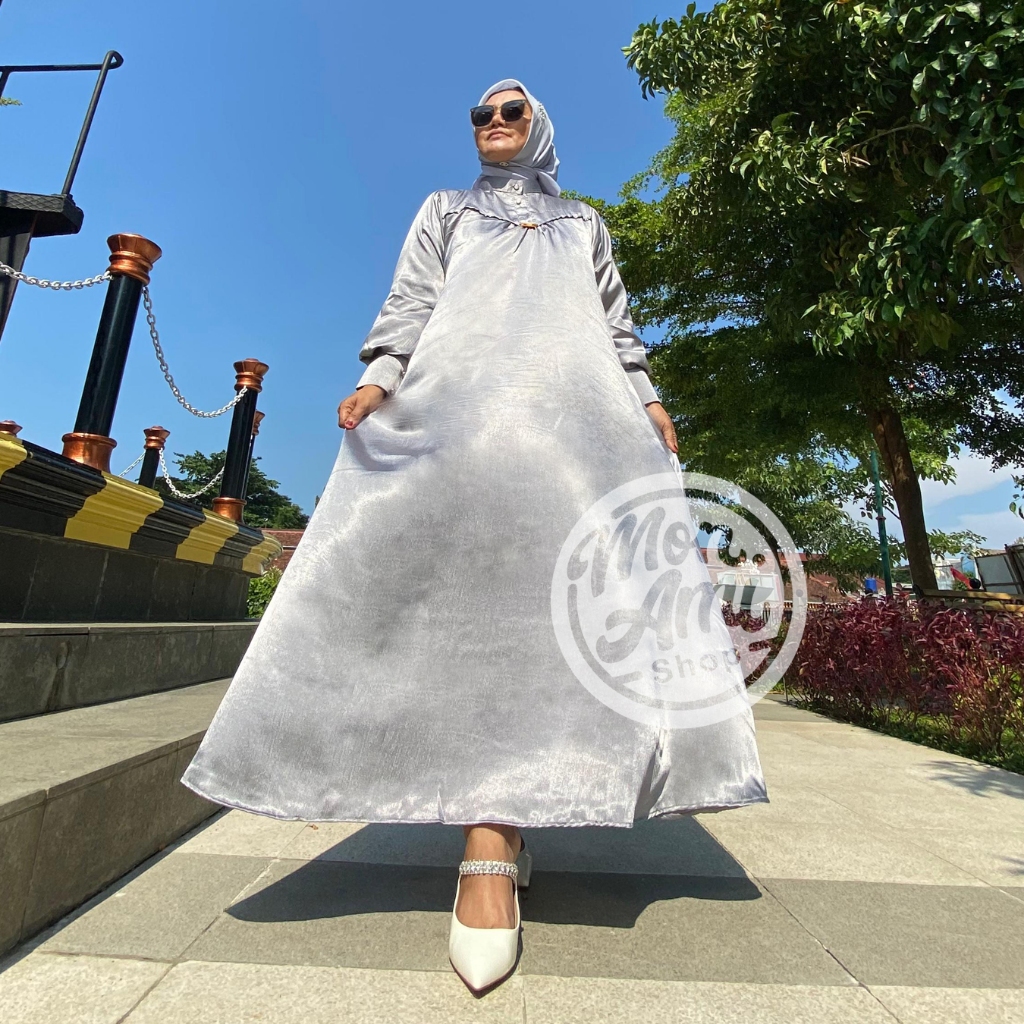 Kalila Gamis Dress Mewah Elegan Glamour Muslim Fashion Ukuran Jumbo LD 110