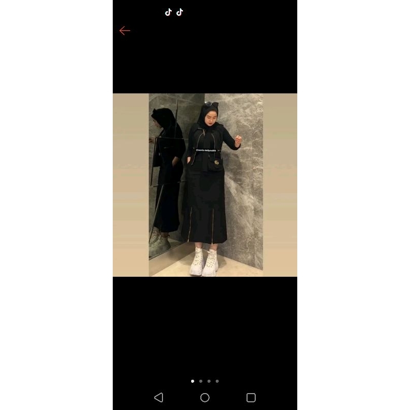setelan wanita dewasa rompi rok seleting cargo