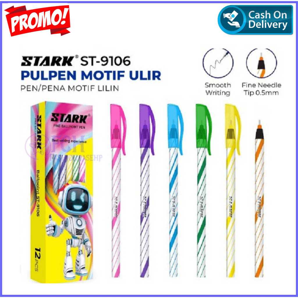 

12 pcs PULPEN ULIR / pulpen LILIN STARK 1 PAK / BOLPOIN HITAM MURAH / bolpen viral
