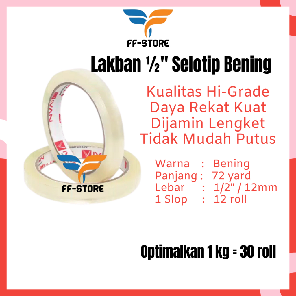 

Isolasi Bening 72Y Solatip 1/2 Inch Laundry Lakban Bening 72 Yard 1/2" 12mm 45 mikron Selotip OPP Tape Packing Olshop Perekat Plastik Online Shop