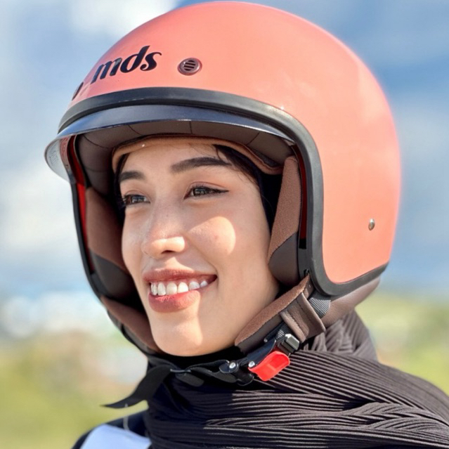 Helm Half Face MDS Magnum Bogo Retro Solid Pria Wanita