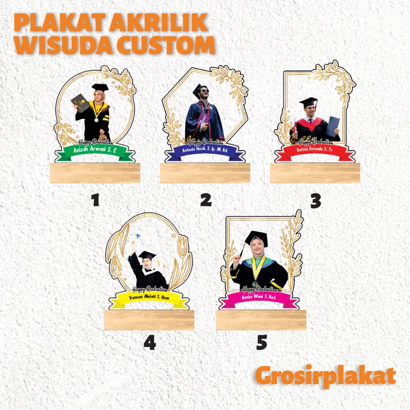 Plakat Wisuda Custom Akrilik Tatakan kayu Hadiah Wisuda Akrilik Kado Wisuda Akrilik