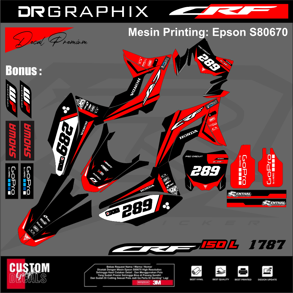 Decal stiker crf 150 l full body decal crf hologram desain logo racing decal crf full body