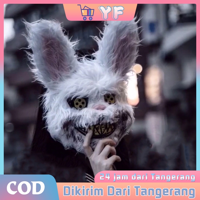 Topeng Kelinci Seram Berdarah Topeng Kelinci Halloween Bloody Rabbit Cosplay Horror Masquerade