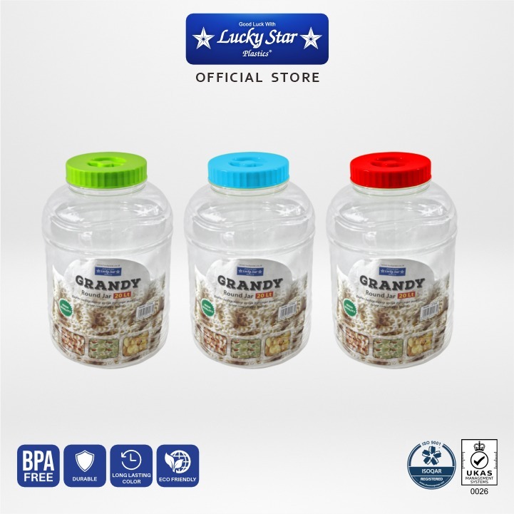 Lucky Star - TOPLES PLASTIK KRUPUK LUCKY STAR / GRANDY ROUND JAR 20 L