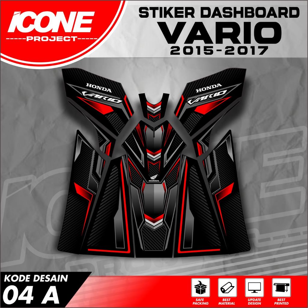 ICONE PRROJECT Tankpad Vario Led Old Striping Pelindung Dashboard Vario 125 Vario 150 Led 2015 - 201