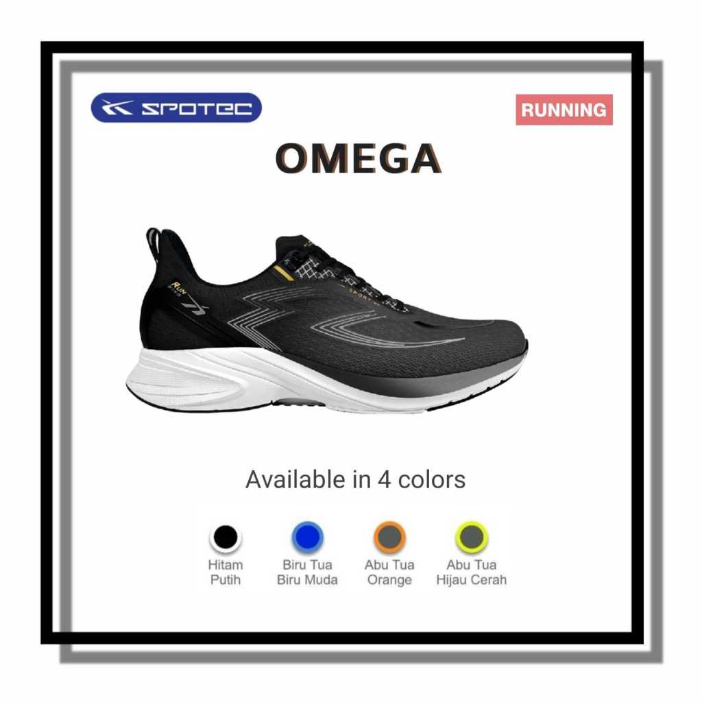SPOTEC Sepatu RUNNING OMEGA Warna Hitam - Putih