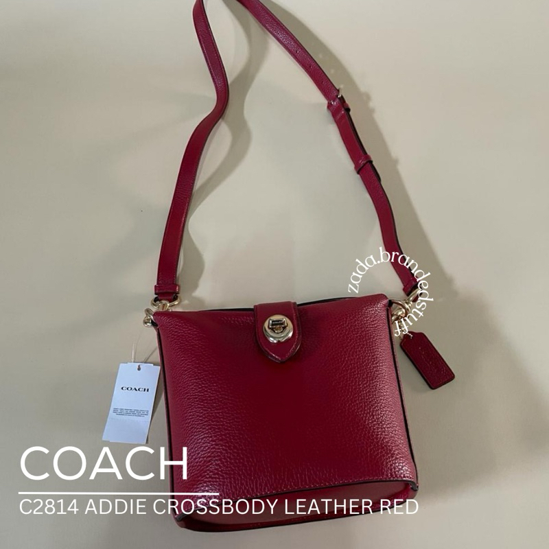 TAS WANITA BRANDED COACH C2814 ADDIE CROSSBODY LEATHER RED ORIGINAL - ZADABRANDEDSTUFF