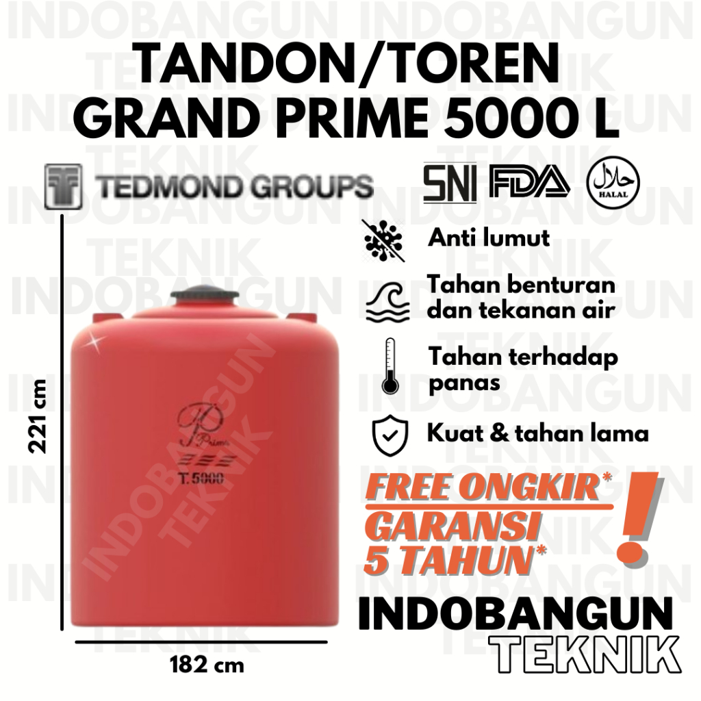 Tandon Toren Tangki Air Tedmond Grand Prime 5000 Liter Harga Murah Anti Lumut Garansi 5 Tahun