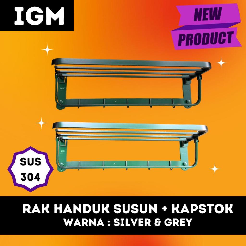 IGM RAK HANDUK STAINLESS STEEL SUS 304 KAMAR MANDI IGM / GANTUNGAN BAJU TOILET SERBAGUNA KAPSTOK BAJ