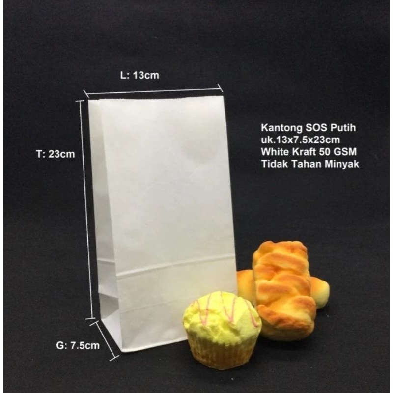 

Paperbag SOS M Putih - Kantong Kertas Tipis 50 GSM