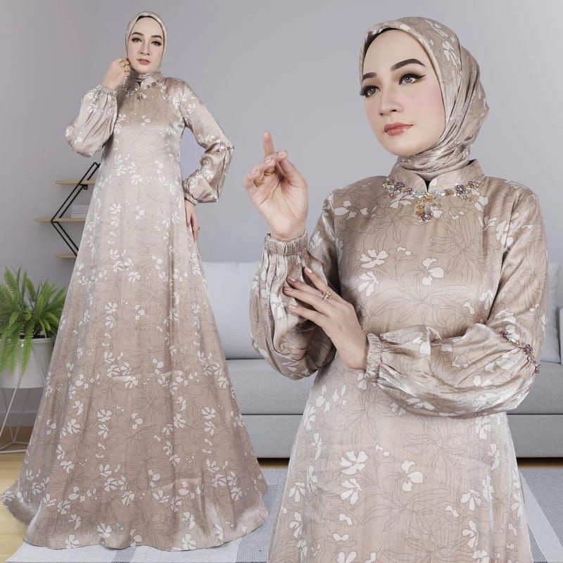 Gamis mewah set hijab ORI JS COLLECTION