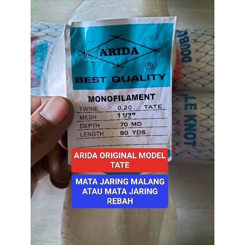 Jaring Ikan Arida 0.20 1½ inchi 70md/80yds tate Jaring Pukat Arida Jaring Ikan Murah Pukat jaring Ik