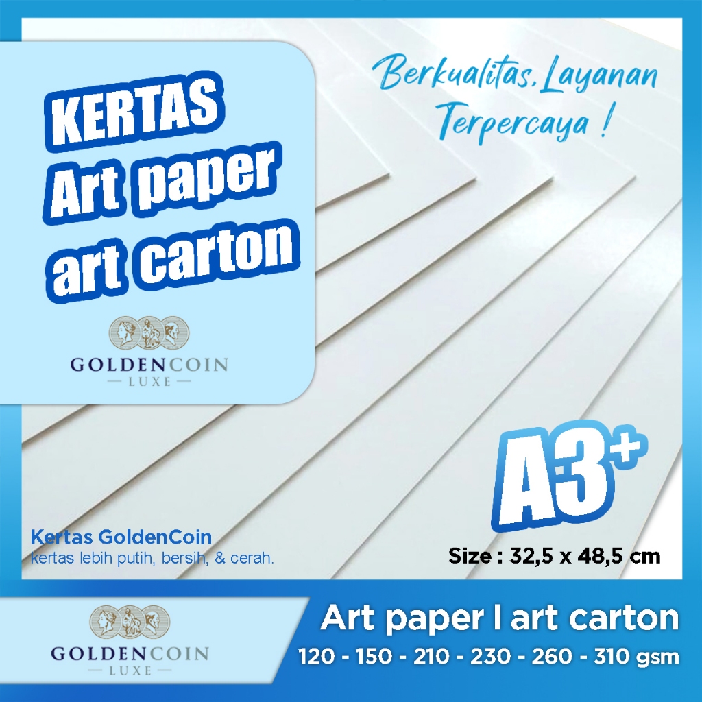 

Kertas Digital Print/Kertas Art Paper/Art Carton A3+ POLOS (325 X 485) - AP 120gr