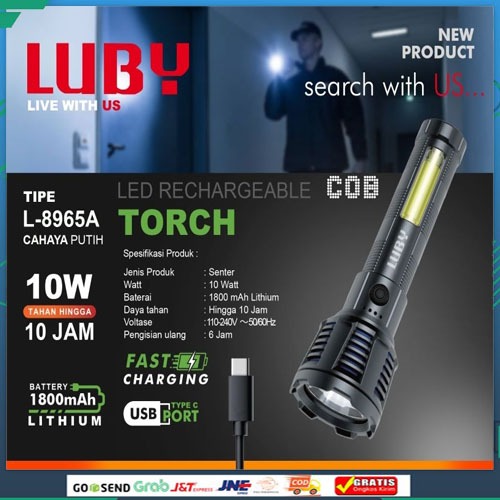 Senter Tangan Luby L8965A L 8965A 10 watt Torch COB murah dan terlaris