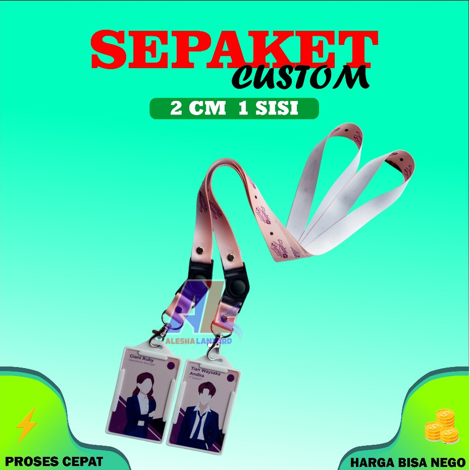 

CETAK SATU PAKET 2CM 1SISI/SEPAKET TALI LANYARD IDCARD CUSTOM