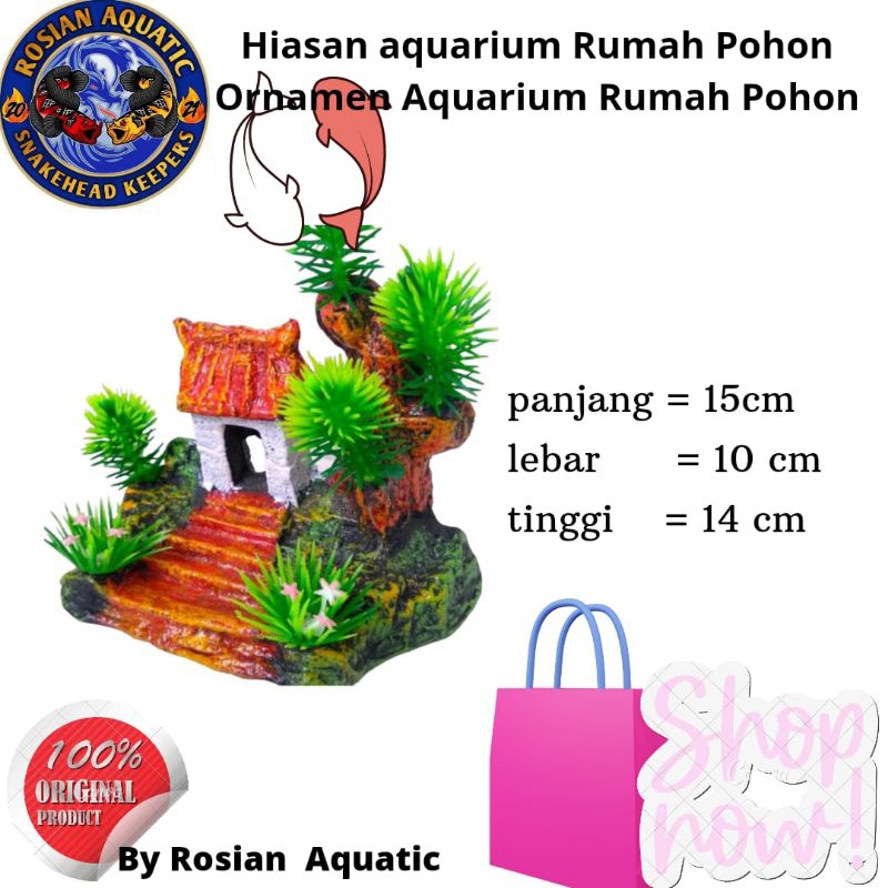Hiasan aquarium rumah pohon/ornamen aquarium rumah pohon