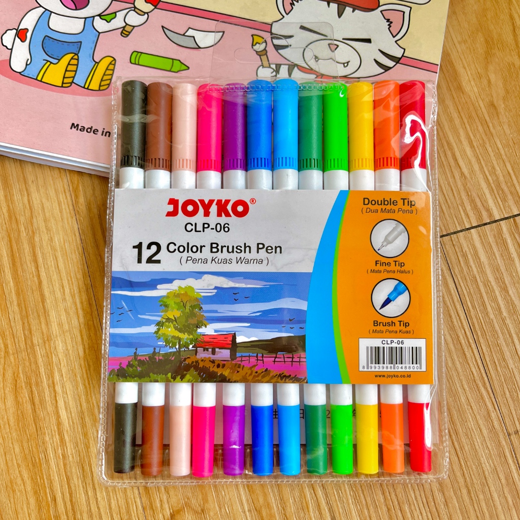 

Color Brush Pen / Pena Kuas Warna Joyko CLP-06 / 12 Warna / Spidol Warna isi 12 pcs / Brush Color pen / Kado Unik / Alat mewarnai /Alat gambar