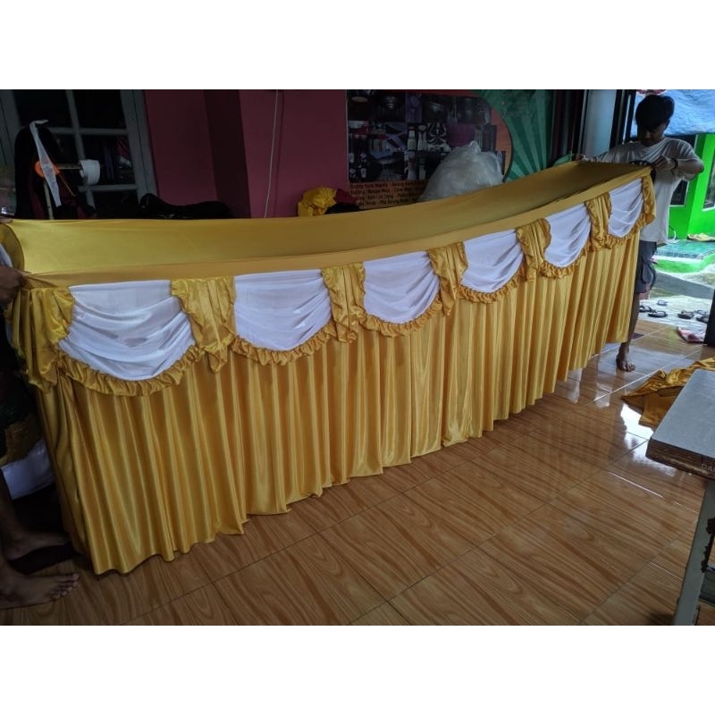 COVER MEJA PRASMANAN / Cover meja kotak / Taplak Meja prasmanan pake poni tanpa busa